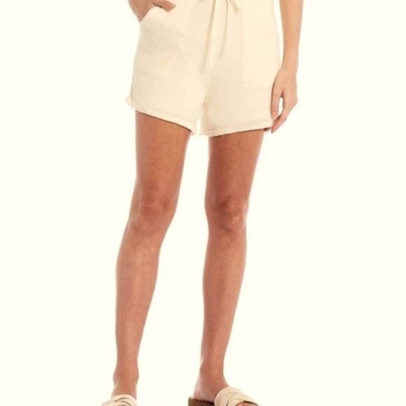 every Large Cream Shorts High Rise Drawstring Knit Shorts Lounge Comfort Beach - Picture 2 of 6